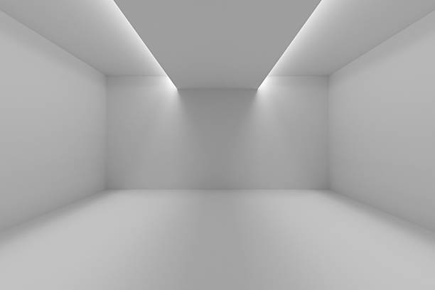 istock Empty room with white walls and lights in ceiling 501652042