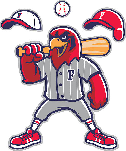 ilustrações, clipart, desenhos animados e ícones de beisebol falcon mascote - baseball home run team ball
