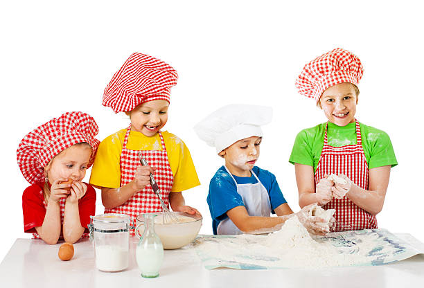 Group of little bakers stock photo