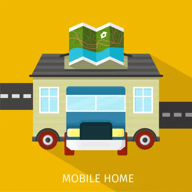 Vector illustration of Mobile Home Flat Design Banner