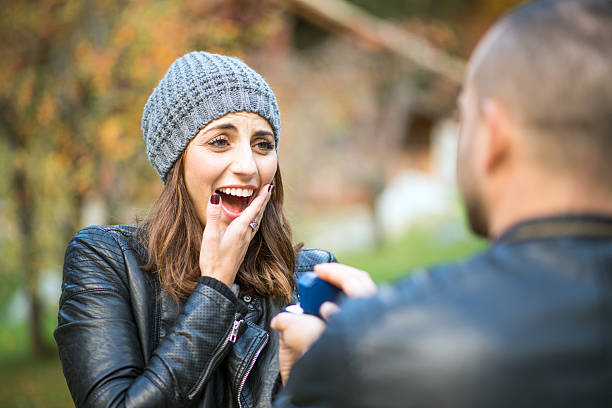 istock Autumn outdoor wedding proposal engagement 501654832