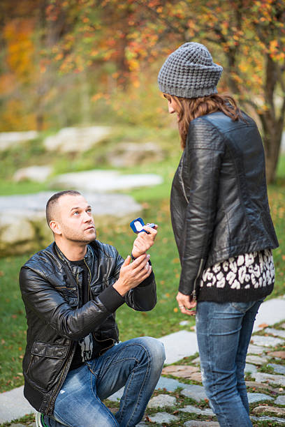 istock Autumn outdoor wedding proposal engagement 501655040