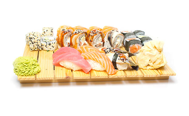 istock Salmon shashlik isolated on white background 501665001