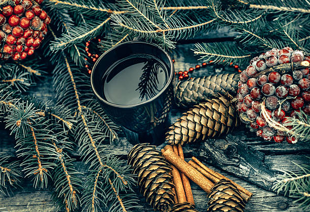 istock Mug of hot tea on rustic table. Top view. 501665318