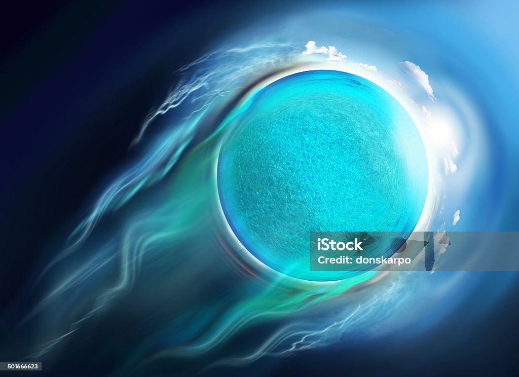 water small planet travel in space water small planet travel in space, ecology conceptual image Blue Stock Photo