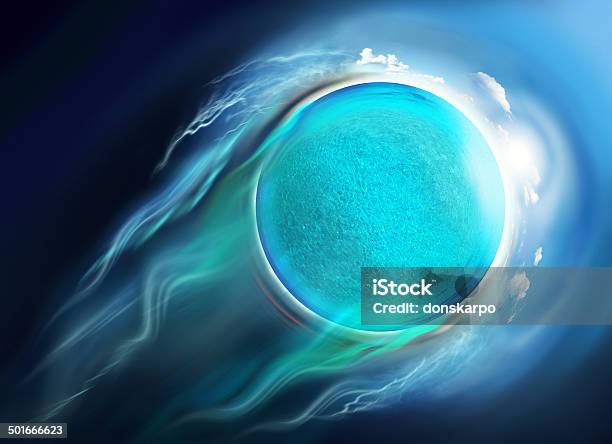 Water Small Planet Travel In Space Stock Photo - Download Image Now - Blue, Cloud - Sky, Colors