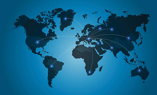 Carrying you to destinations world wide A computer generated graphic showing how continents are interconnected - ALL design on this image is created from scratch by Yuri Arcurs' team of professionals for this particular photo shoothttp://195.154.178.81/DATA/i_collage/pi/shoots/783434.jpg global logistics infographic stock illustrations