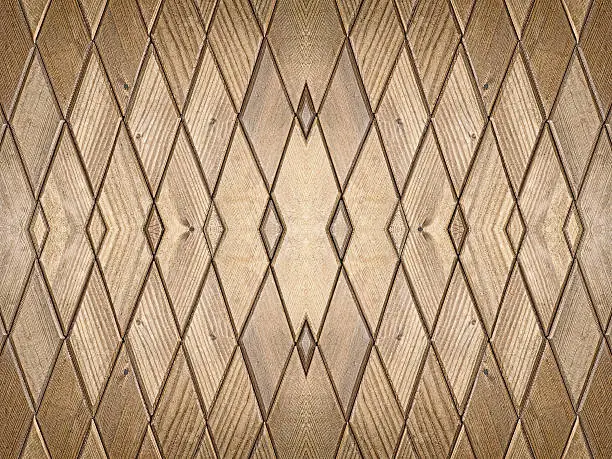 Photo of Rhombus shape wooden pattern.Abstract background.