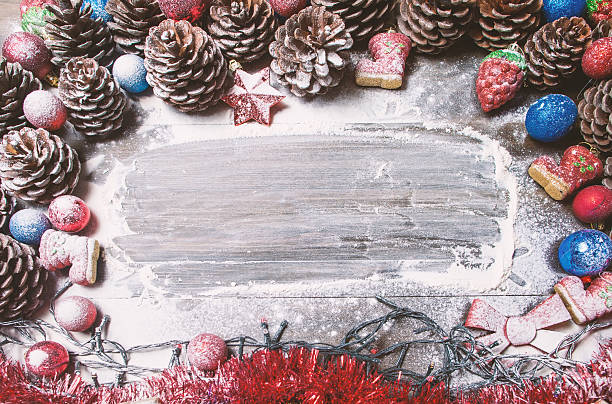 istock Christmas wooden background with snow fir tree 501668736