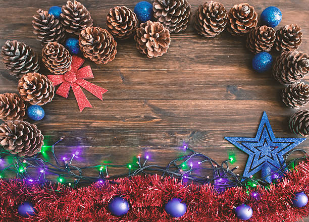 istock Christmas wooden background with snow fir tree 501668872