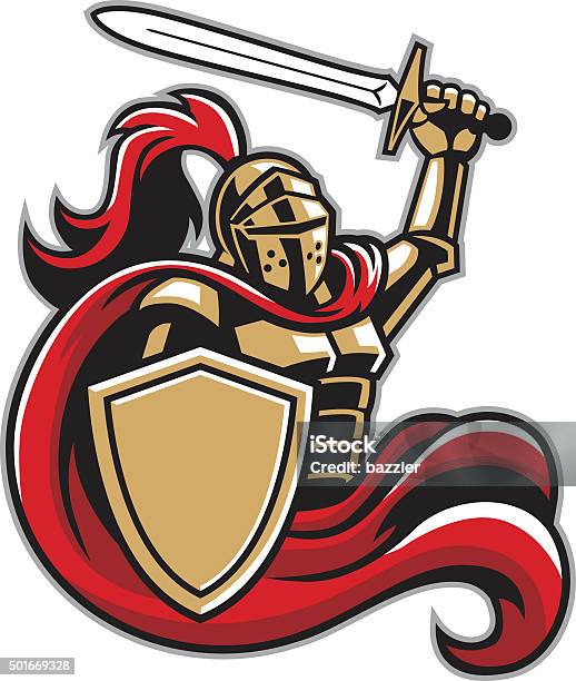 Knight With Shield And Sword Stock Illustration - Download Image Now - Knight - Person, Shield, Sword