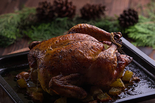 istock Christmas and new year's eve dinner: roasted whole chicken 501669376