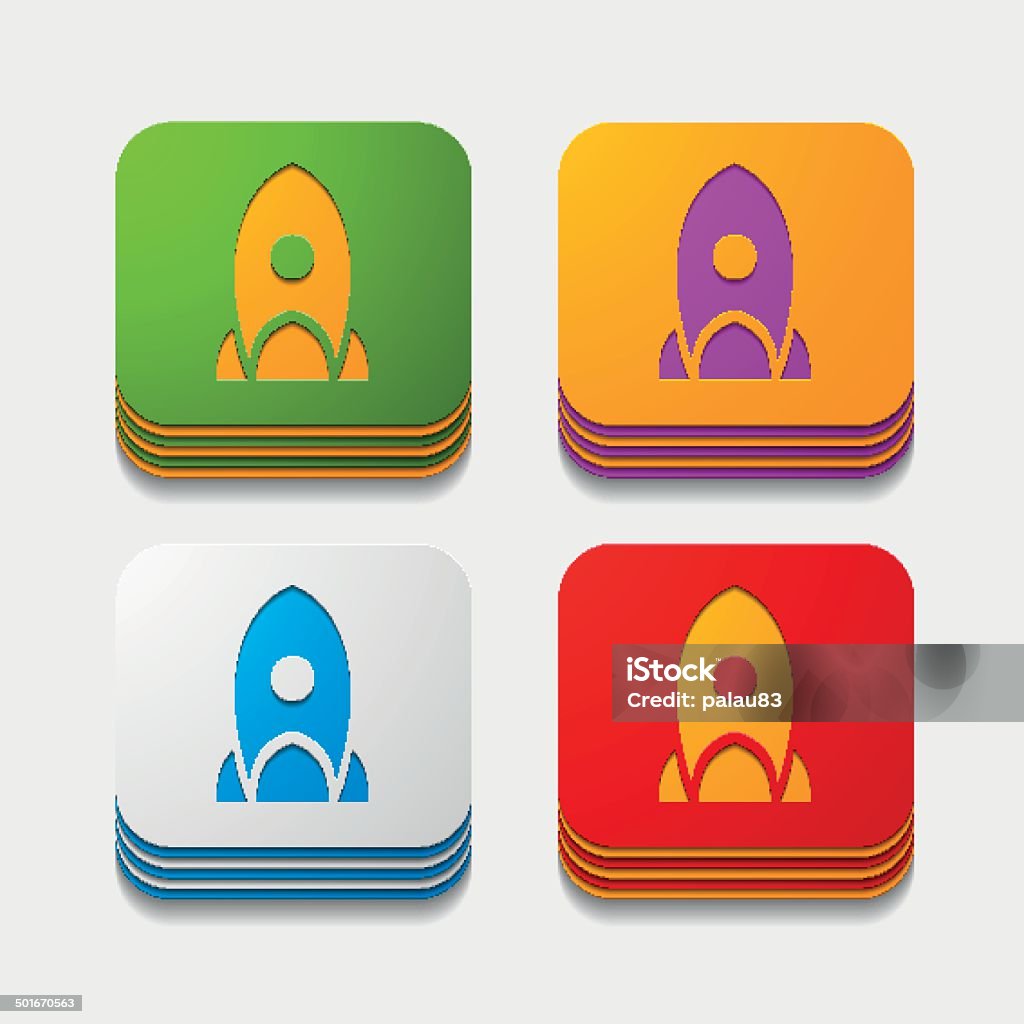 Rocket Button Square Square Button Rocket Stock Illustration - Download Image Now - Computer ...