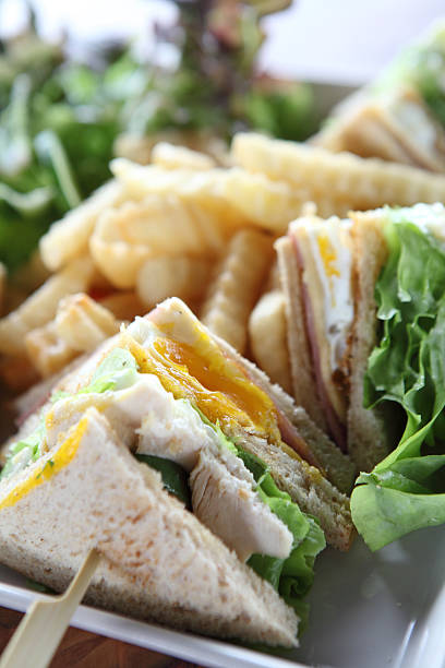 istock Club sandwich with on wood background 501671047