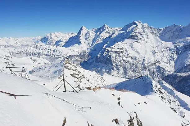 View from the Schilthorn of the Jungfrau, Swiss Alps