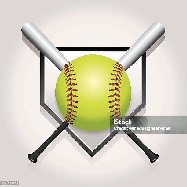 Vector Softball Bat And Homeplate Emblem Illustration Stock Illustration - Download Image Now