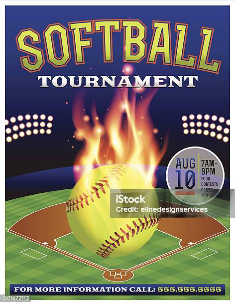 Tournoi De Softball Vector Illustration Vecteurs libres de droits et plus d'images vectorielles de Balle de softball - Balle de softball, Softball, Affiche