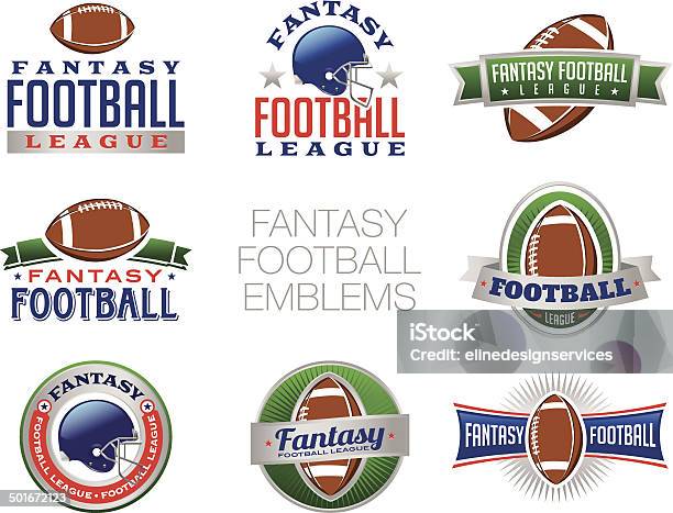 Fantasy Football Emblem Ilustracje Wektorowe - Stockowe grafiki wektorowe i więcej obrazów Futbol amerykański - Futbol amerykański, Piłka do futbolu amerykańskiego, Fantazja