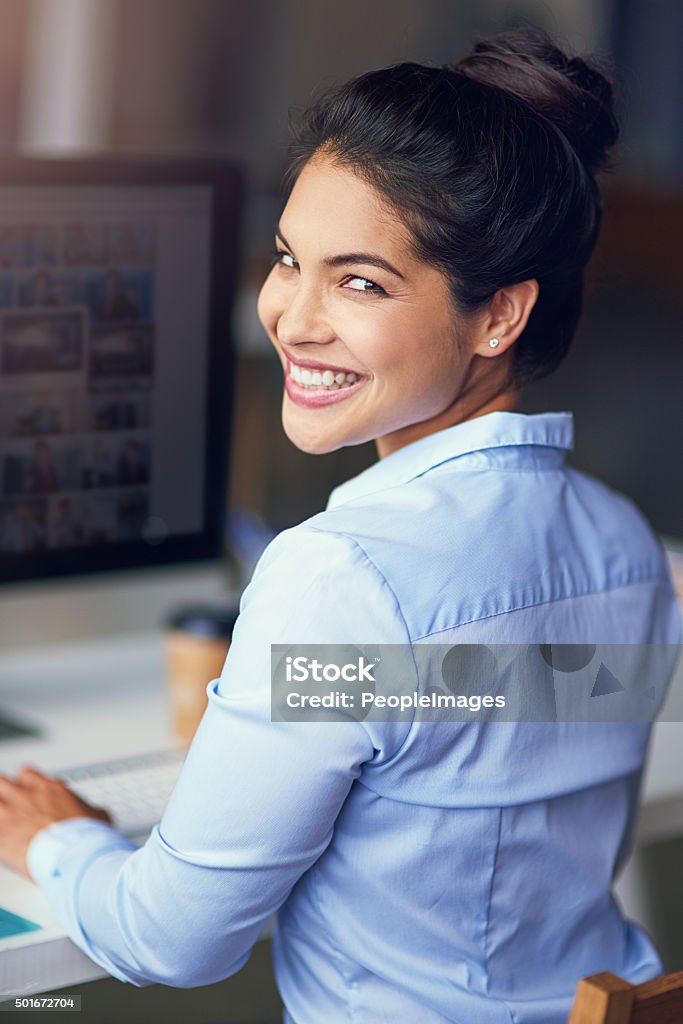 She's a real go-getter! Portrait of a young businesswoman working on her office computerhttp://195.154.178.81/DATA/i_collage/pi/shoots/806127.jpg Adult Stock Photo