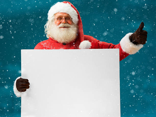 istock Good Santa Claus holding white blank banner 501674726