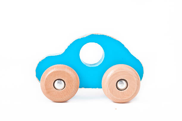 istock Blue wooden car on white background 501676382