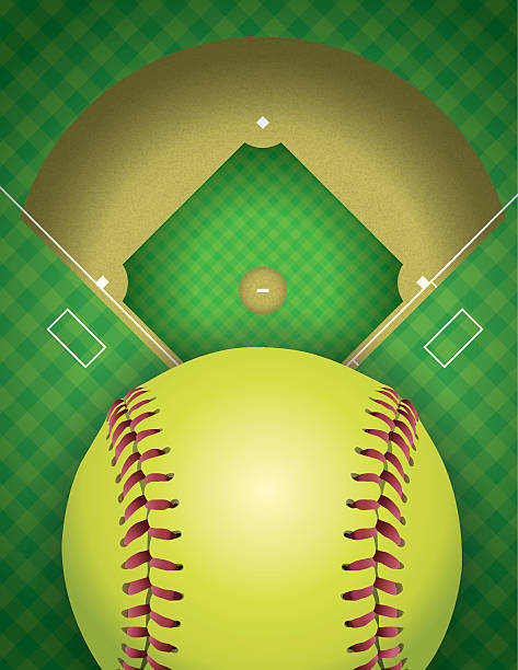 Vector Softball Field and Ball Background Illustration An aerial view of a softball field and ball. Vector EPS 10 contains transparencies. softball homerun stock illustrations