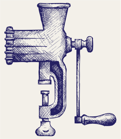 The old manual meat grinder. Doodle style