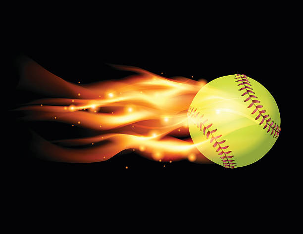 Vector Flaming Softball Illustration An illustration of a flaming softball. Vector EPS 10 file contains transparencies and gradient mesh. softball homerun stock illustrations