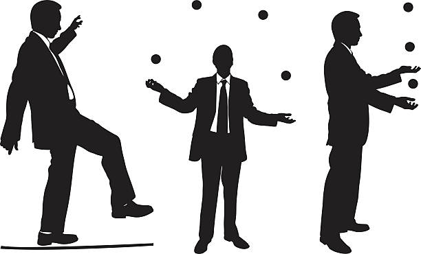 акробаты - juggling business businessman ball stock illustrations