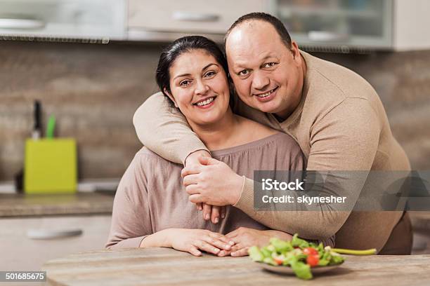 Happy Overweight Couple Stock Photo - Download Image Now - Men, Overweight, Portrait