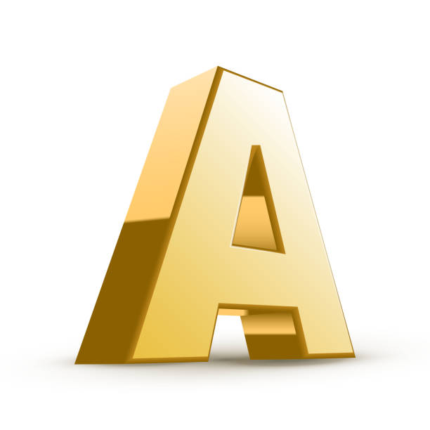 3d golden letter A 3d golden letter A isolated white background large letter a stock illustrations
