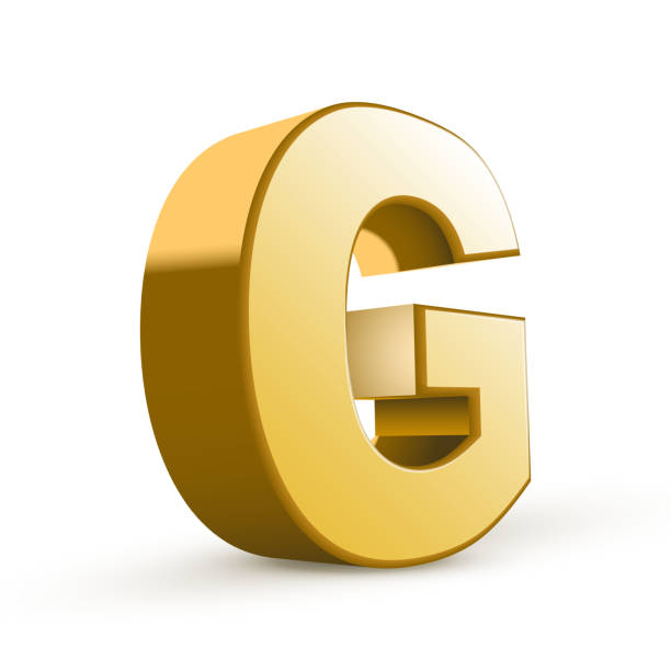 ilustrações, clipart, desenhos animados e ícones de 3 d dourado letra g - alphabet white background letter g three dimensional shape