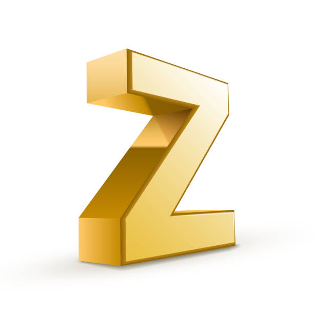 3 d 골든 알파벳 z - alphabet letter z three dimensional shape typescript stock illustrations