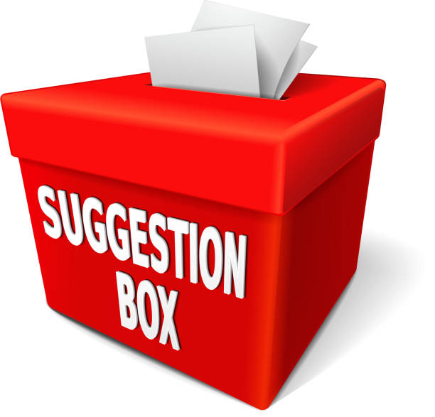 suggestion box with feedback notes vector art illustration