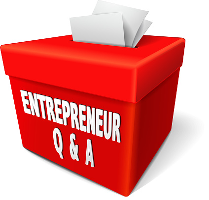 entrepreneur questions and answers words on the red box to get information help