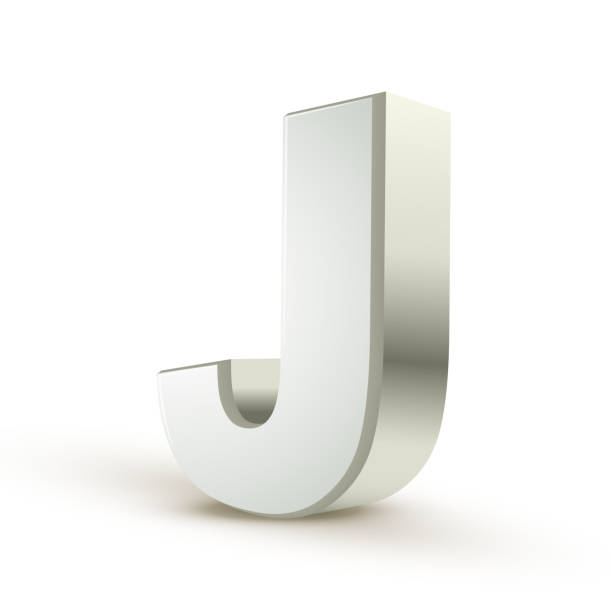 3 d 알파벳 실버 j - letter j alphabet metal three dimensional shape stock illustrations