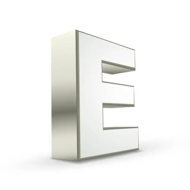 Vector illustration of 3d alphabet silver E