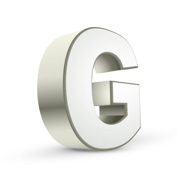 3 d 알파벳 실버 g - alphabet white background letter g three dimensional shape stock illustrations