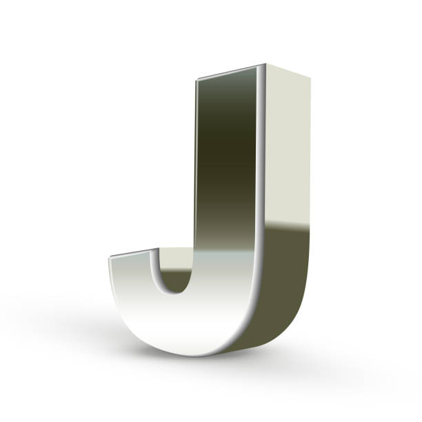 3 d シルバースチール書 j - letter j alphabet metal three dimensional shape点のイラスト素材／クリップアート素材／マンガ素材／アイコン素材