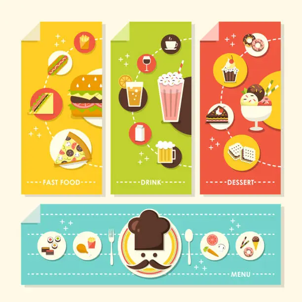 Vector illustration of flat design concept illustration for food and drink