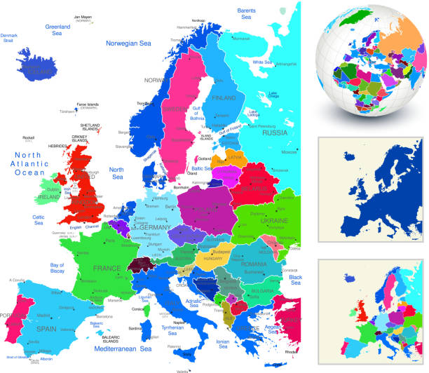 world geografie europa - all european flags stock-grafiken, -clipart, -cartoons und -symbole