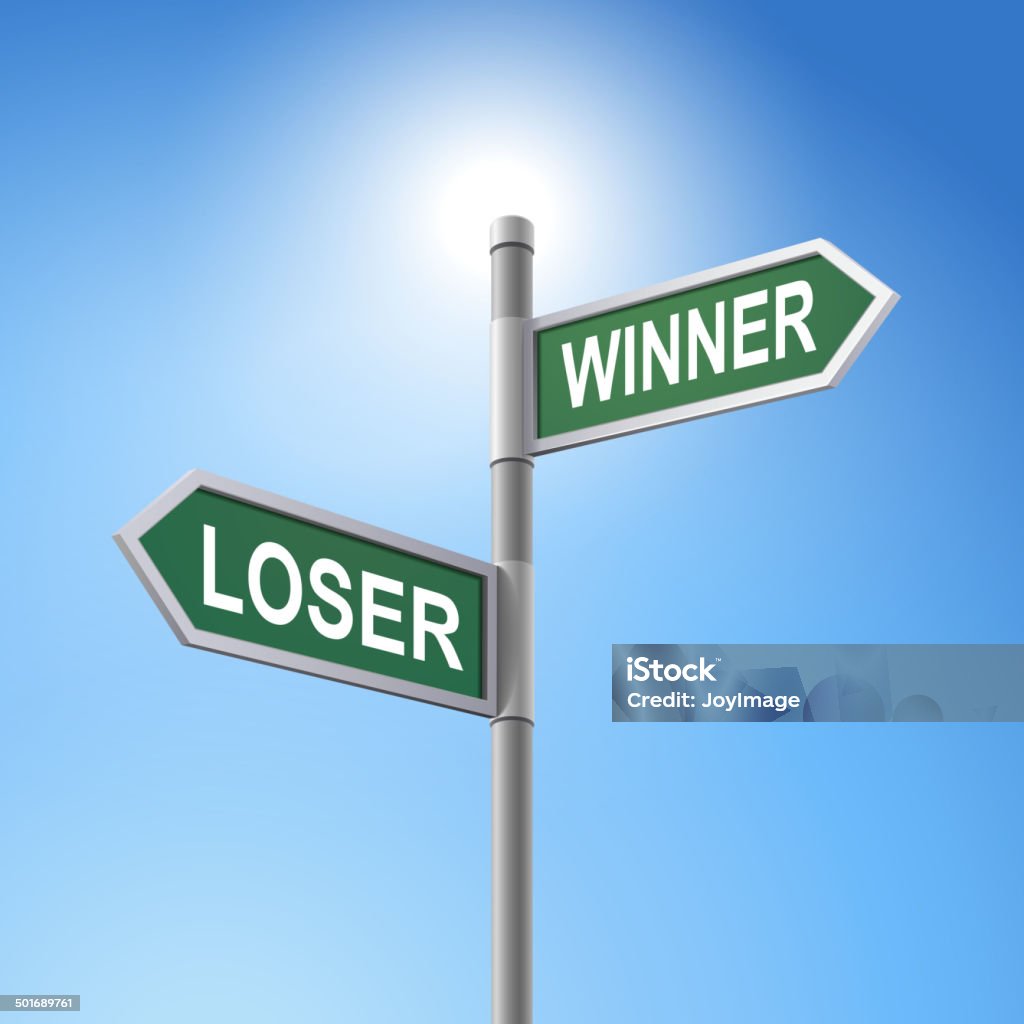 3 d Дорожный знак Говорящая loser и победитель - Векторная графика Автострада роялти-фри
