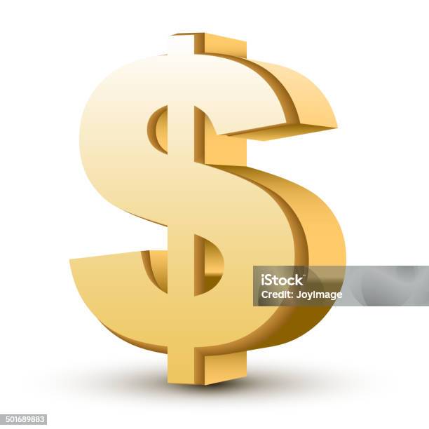 Golden Dollar Symbol Stock Illustration - Download Image Now - Dollar Sign, Three Dimensional, Gold - Metal