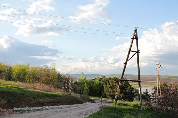istock Rural wooden power line 501689993