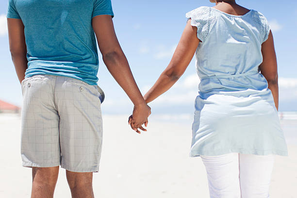 istock African couple holding hands on the beach 501692457