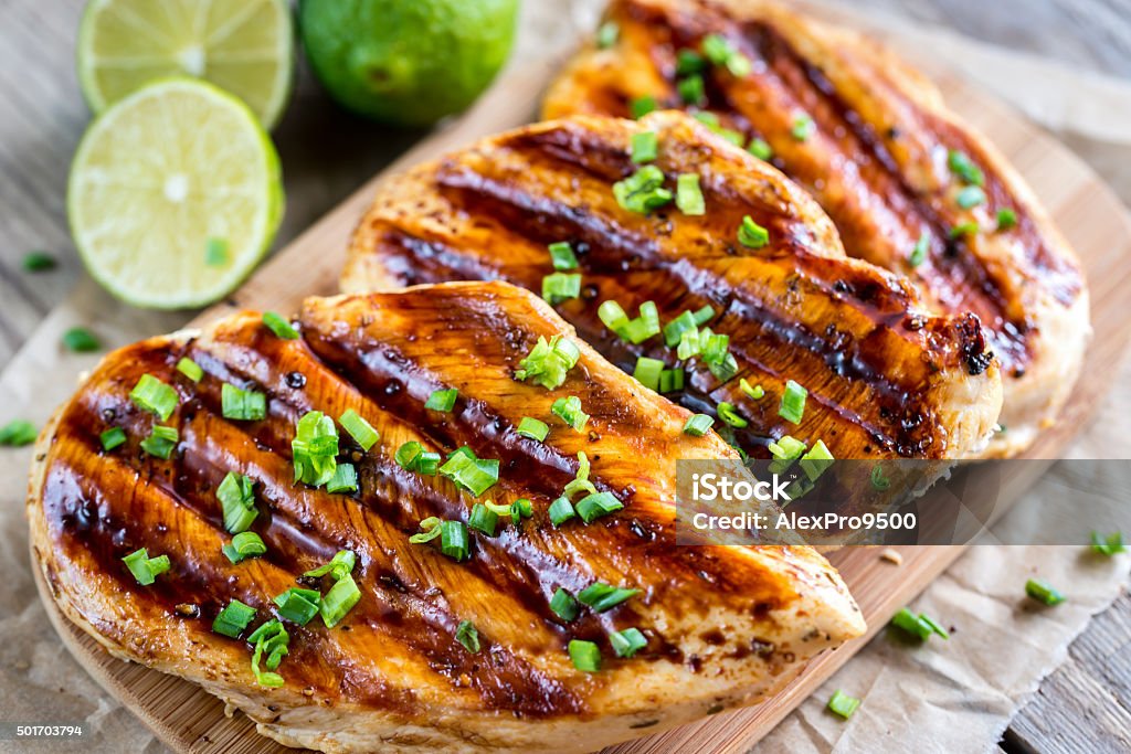 Grilled chicken breasts in lime sauce Grilled Stock Photo