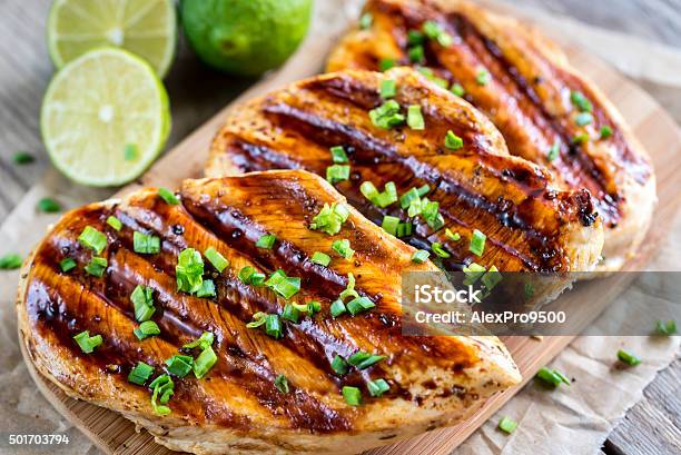 Grilled Chicken Breasts In Lime Sauce Stock Photo - Download Image Now - Grilled, Marinated, Meat