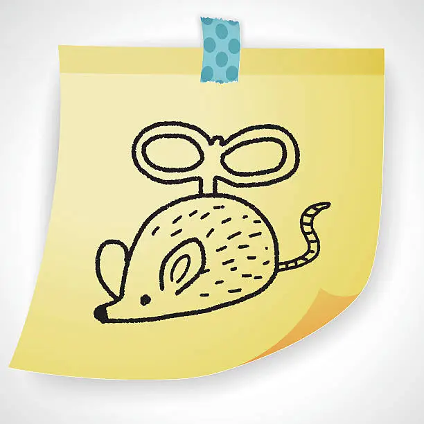 Vector illustration of doodle toy mouse