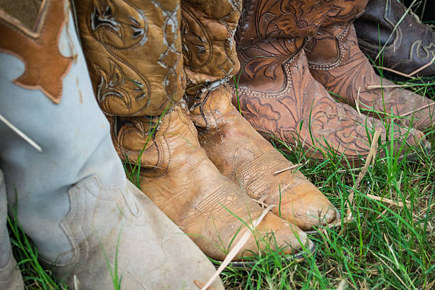 istock vintage cowboy boot in the cow farm 501705900