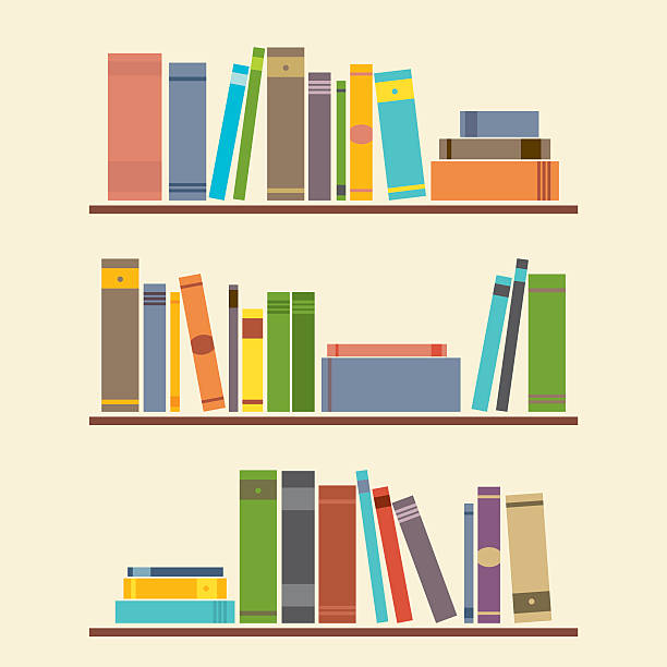 grafik rak buku - bookshelf ilustrasi stok
